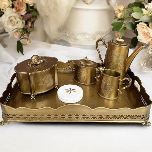 Méhfil-é-Jashn Brass 3-Piece Tea Set – A Timeless Treasure