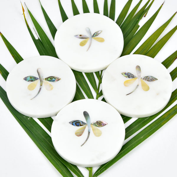 Mother-of-Pearl Dragonfly Coasters: Elevate your space, naturally