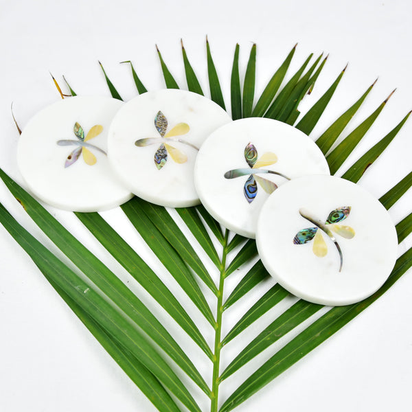 Mother-of-Pearl Dragonfly Coasters: Elevate your space, naturally