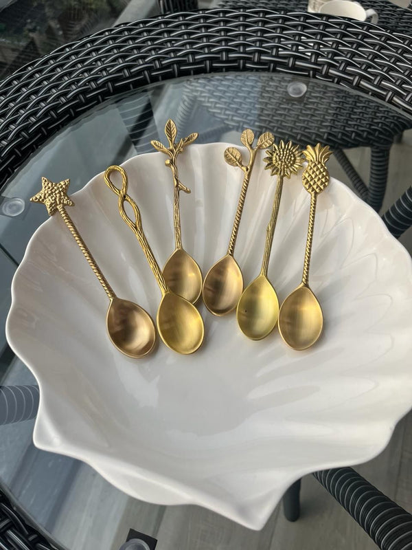 Mitháas - Set of 6 Brass Desset Spoon