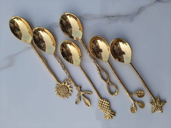 Mitháas - Set of 6 Brass Desset Spoon